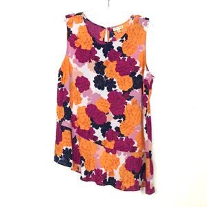 Maison Jules Sleeveless Floral Asymetrical Hem Top